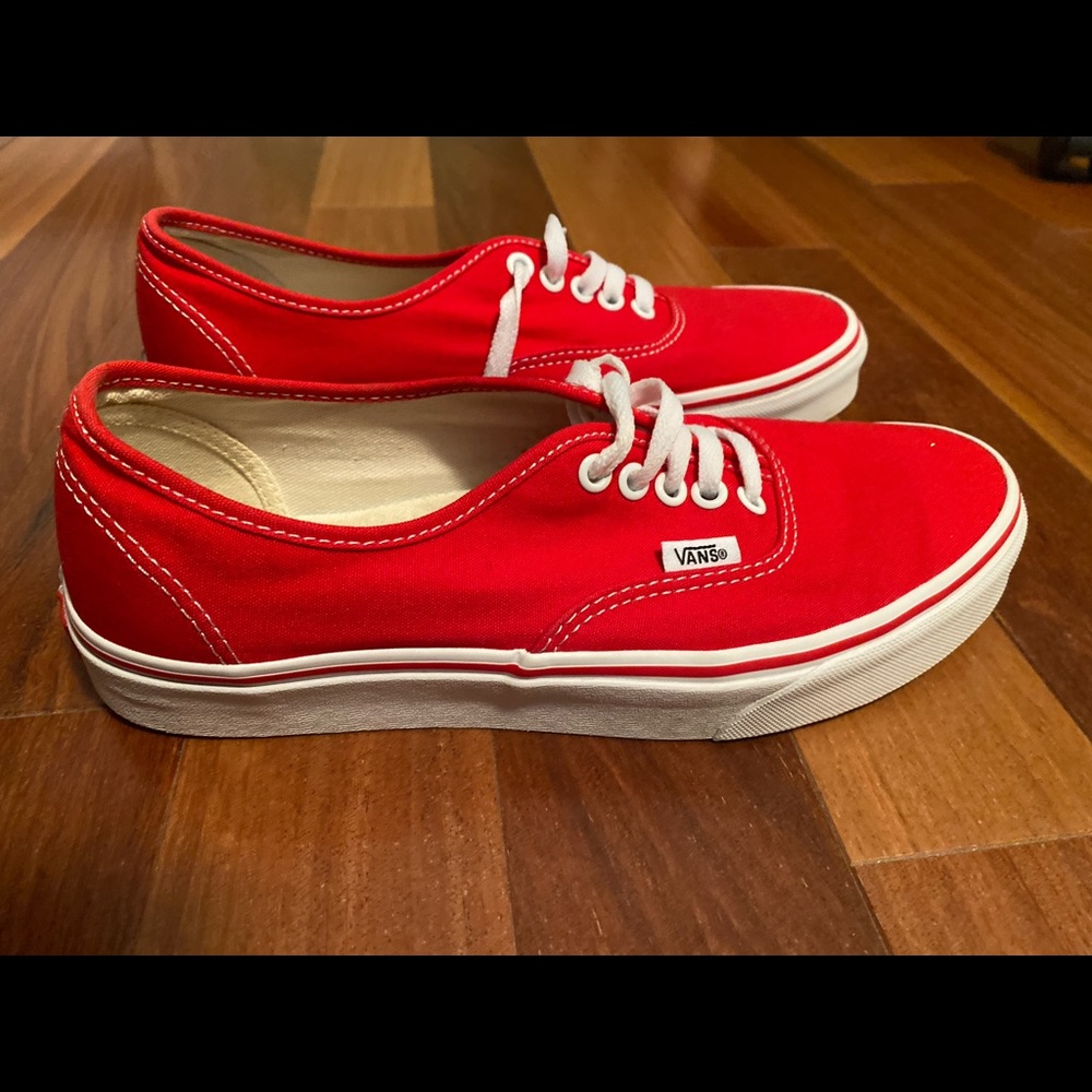 Red Authentic Vans size 10
